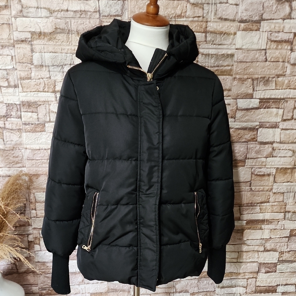 Zara Trafaluc Full Zip  Black Puffer Jacket